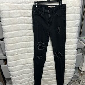Levi Black Ripped Skinny Jeans
